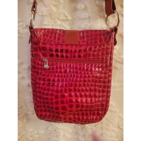 Original THE TREND Red Crocodile Print Cross Body Bag - Picture 6 of 13
